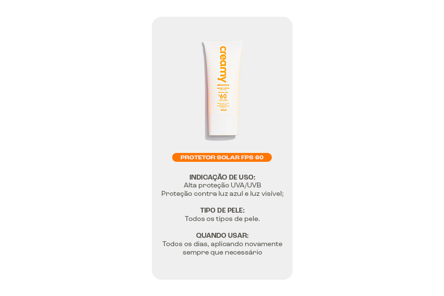Protetor Solar disponível no site da Creamy.