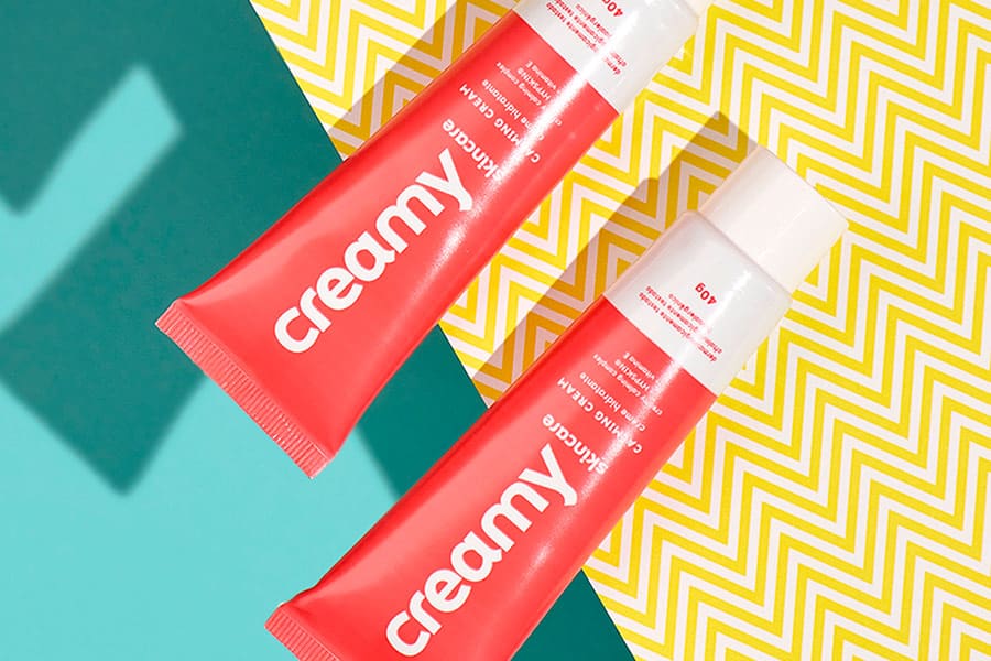 hidratante calmante da Creamy, ideal para o skincare para pele seca.