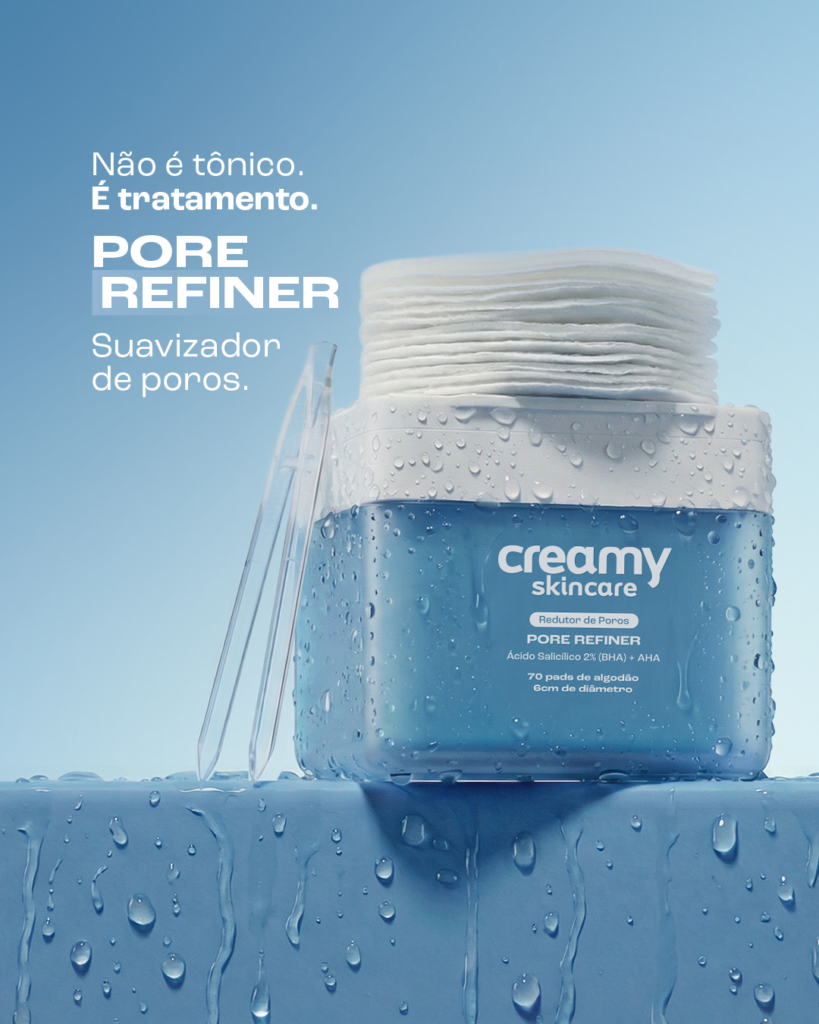Poros dilatados: por que acontecem e como tratar? 1 Pore Refiner com os pads em cima e a pinça ao lado.